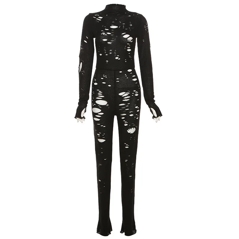 Body Festival Knit Hollow Jumpsuit - Image 4