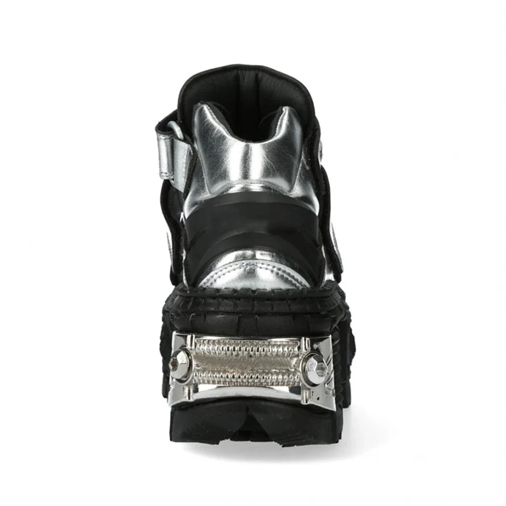 Bottes Moto Punk Métal Laser Argent - Image 3