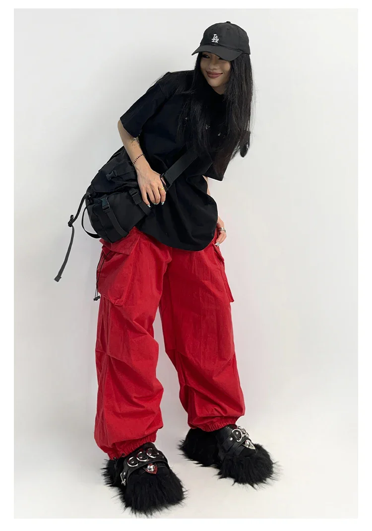 Pantalon Parachute Cyber Y2K Rouge - Image 3