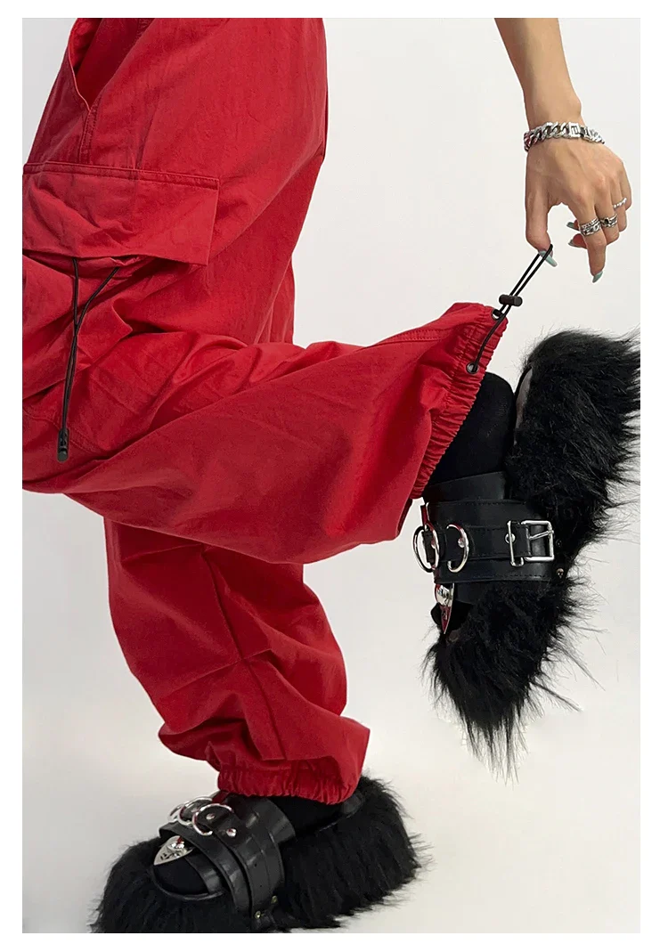 Pantalon Parachute Cyber Y2K Rouge - Image 6